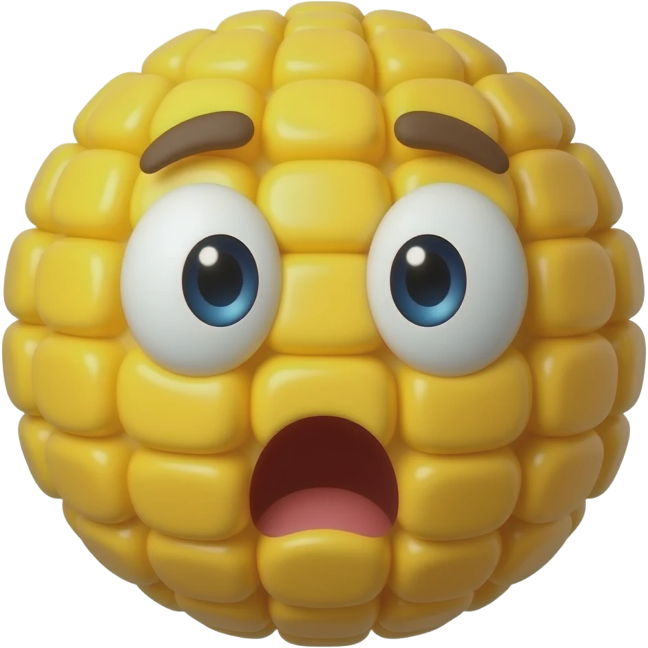 a shocked ball made out of corn emoji