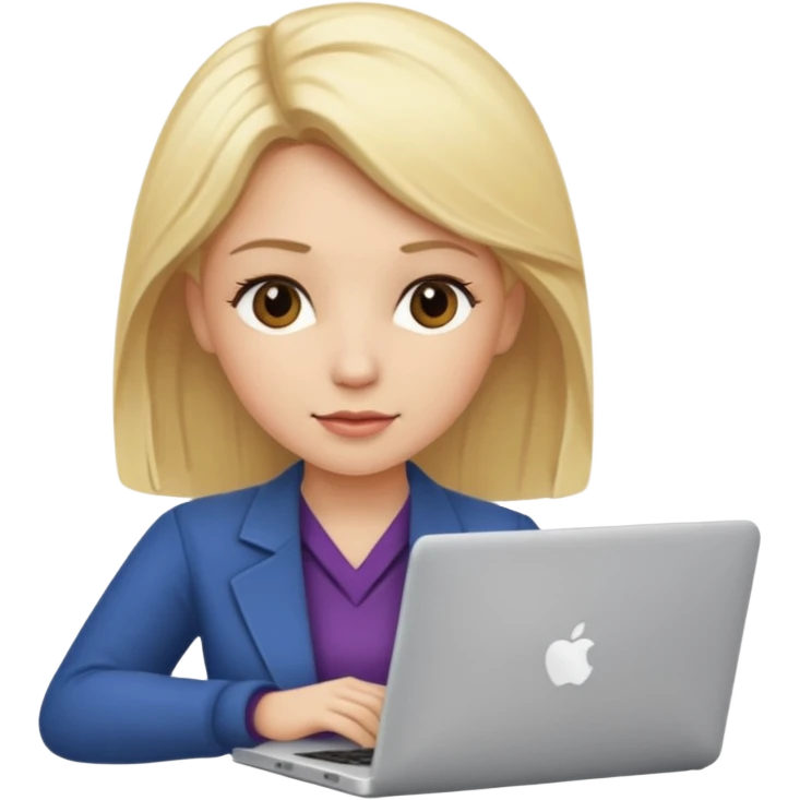 Mujer con pelo Rubio trabajando en￼￼￼ ￼laptop emoji