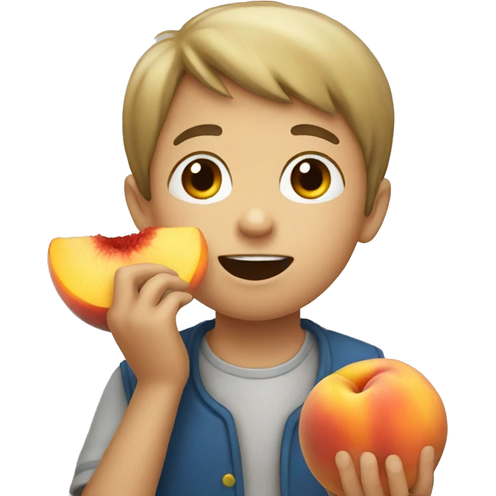 Boy eating peaches emoji