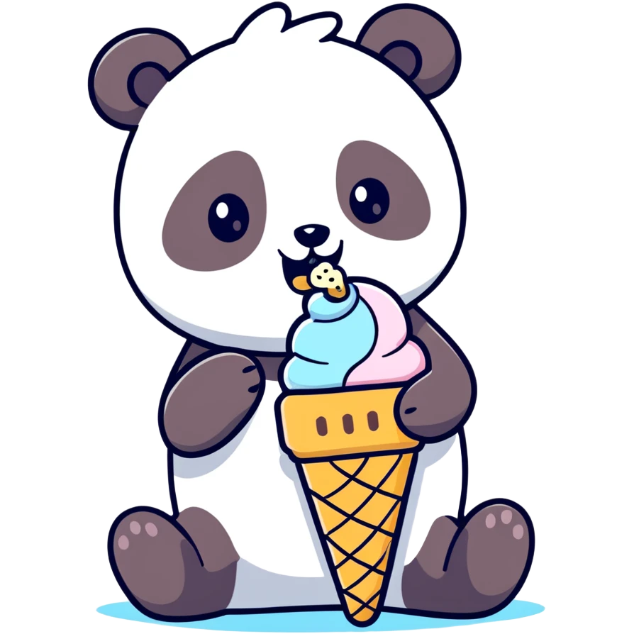 Panda eating ice cream emoji