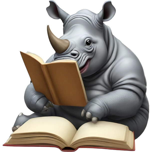 a rhino reading book emoji