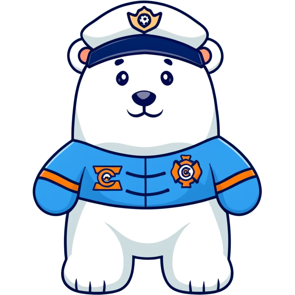 Polar bear captain with blue uniform and captain's hat, Captain Barnacles from Octonauts emoji