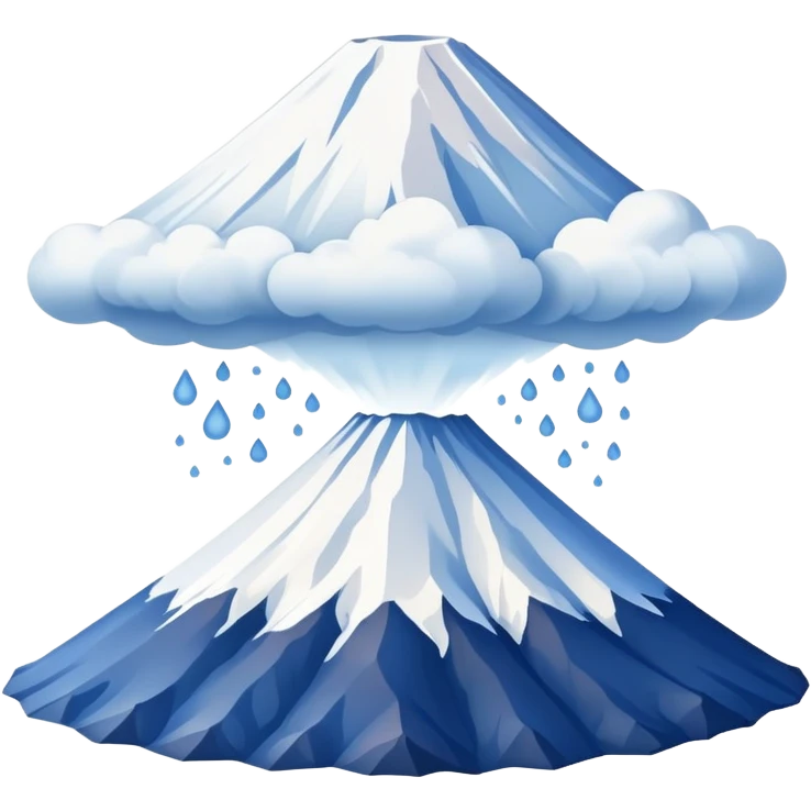 Mount Fuji with muted blue and white colors, not bright emoji