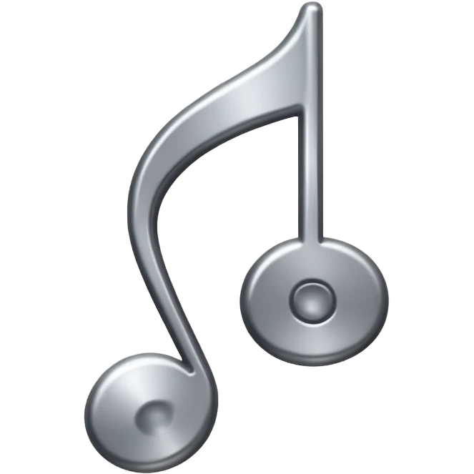 music note with a chromic metal texture, no gold  emoji