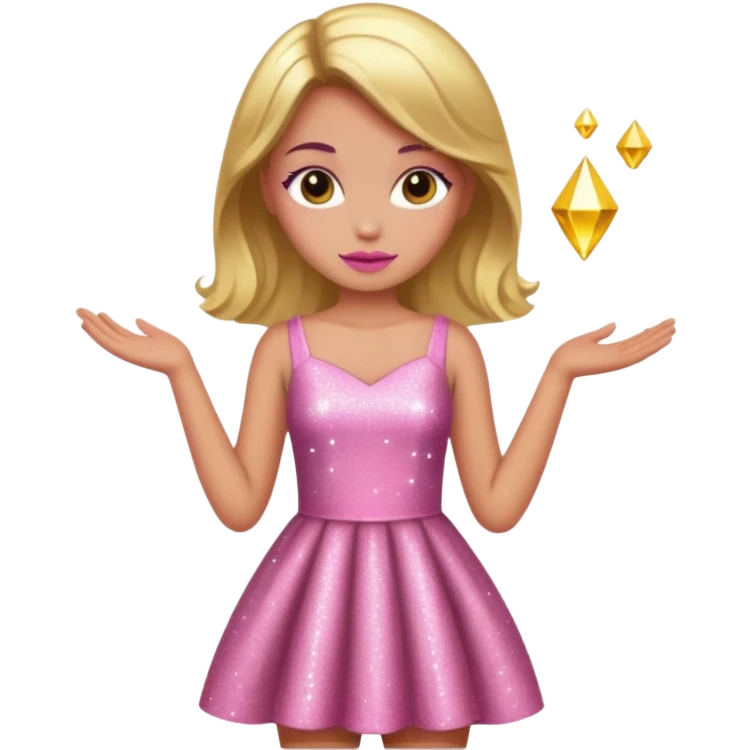Pink sparkly gold model girl emoji