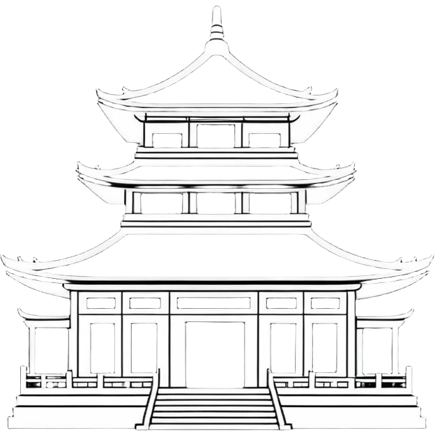 Ultra minimalist Chinese building icon, single-color silhouette, very simple outline emoji