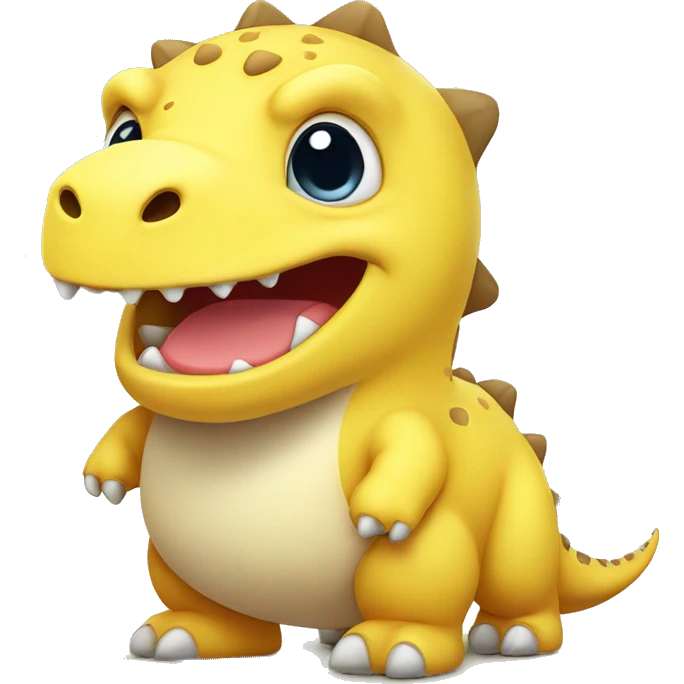 Super cute Yellow chubby dino with round head emoji