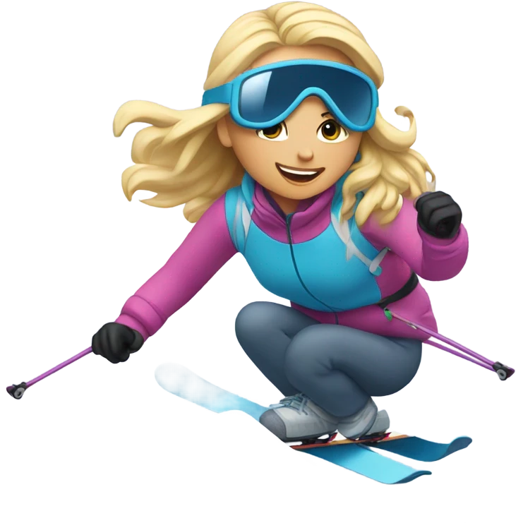 Blonde girl skiing  emoji