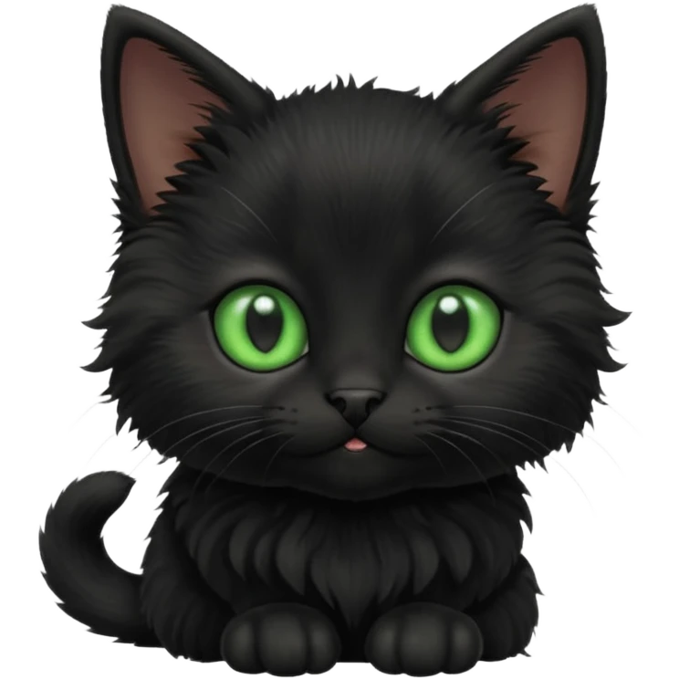 A photo-realistic digital illustration of a black kitten emoji