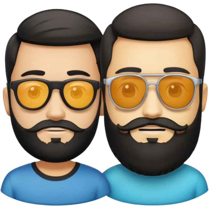Van u make 2 cool young emojis with shades side by side, both have faded hair, one of them should also have faded beard. Beneath the faded beared emoji should have the initials WQ and the other PJ. black hair and beard emoji