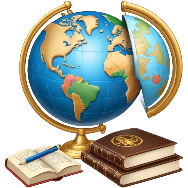 An icon featuring a globe with speech bubbles in different languages, symbolizing the study of foreign languages. The design includes a book and a pencil, representing learning and communication across cultures. Transparent background highlights the global nature of language education. emoji