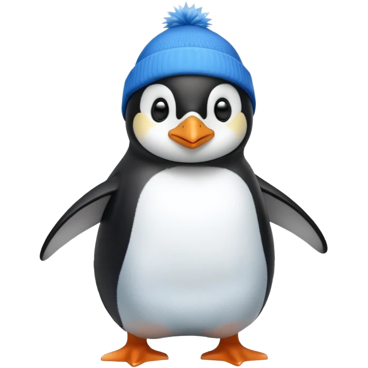 Penguin with blue beanie and blue shoes emoji