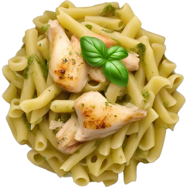 bowl of Pesto pasta with chicken emoji