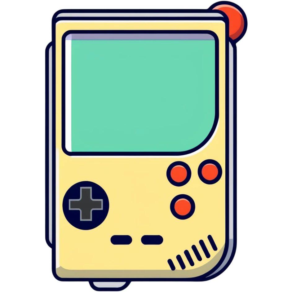 1930s style cartoon gameboy console character, cuphead-style, in black and white, on a plain white background, pointing at something.

 emoji