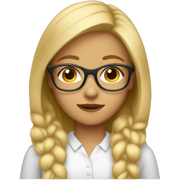 blond girl, brown eyes, glasses emoji