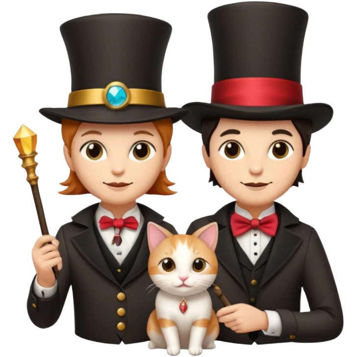 magician couple and their pet cat emoji
