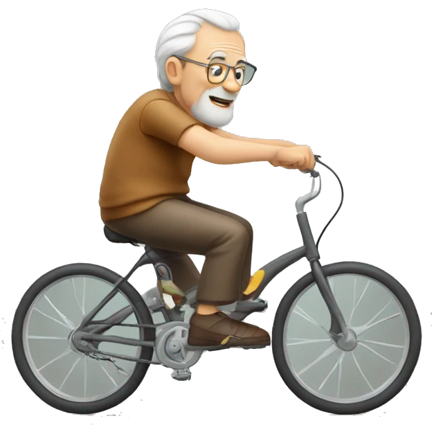 Old man biking and sweetig emoji