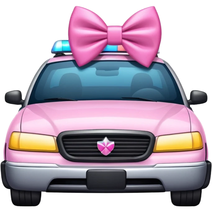Cop car wearing girly bow emoji