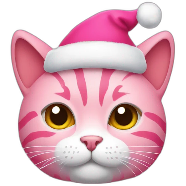 pink cat with christmas hat emoji