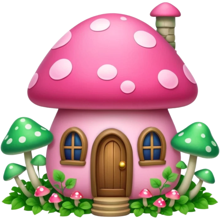 Pink girly mushroom house covered in vines emoji
