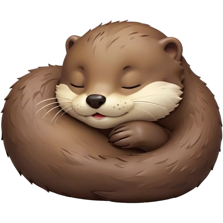 Meme-Worthy Cute Sleeping Otter Portrait Emoji, Head resting peacefully with a contented smile, showcasing a sleek, streamlined build and a luxuriously soft brown Fur, eyes shut in a serene, restful nap, Simplified yet hilariously adorable features, highly detailed, glowing with a soft, drowsy light, high shine, relaxed and utterly lovable, stylized with an air of playful laziness, bright and heartwarming, soft glowing outline, capturing the essence of a comically sleepy otter, so meme-worthy it feels like it could instantly become the next viral sensation of adorable slumber! emoji