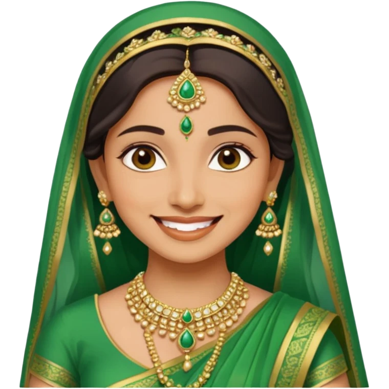 Indian bride in green saree emoji