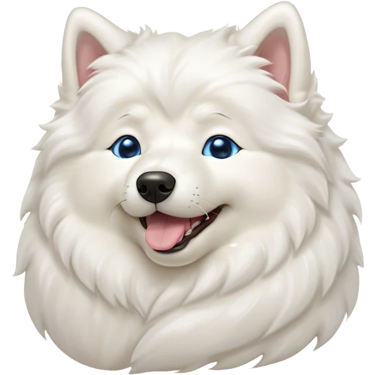 Cinematic Cute Yawning Samoyed Portrait Emoji, Head tilted slightly with a dramatic, wide-open yawn, showcasing a soft, fluffy white Fur with a gentle shimmer, floppy ears slightly drooping, round blue eyes barely open in drowsy contentment, Simplified yet irresistibly adorable features, highly detailed, glowing with a soft, cozy glow, high shine, relaxed yet expressive, stylized with a touch of whimsy, bright and endearing, soft glowing outline, capturing the essence of a sleepy yet affectionate companion, so drowsy it feels like it could stretch right out of the screen and curl up for a nap! emoji