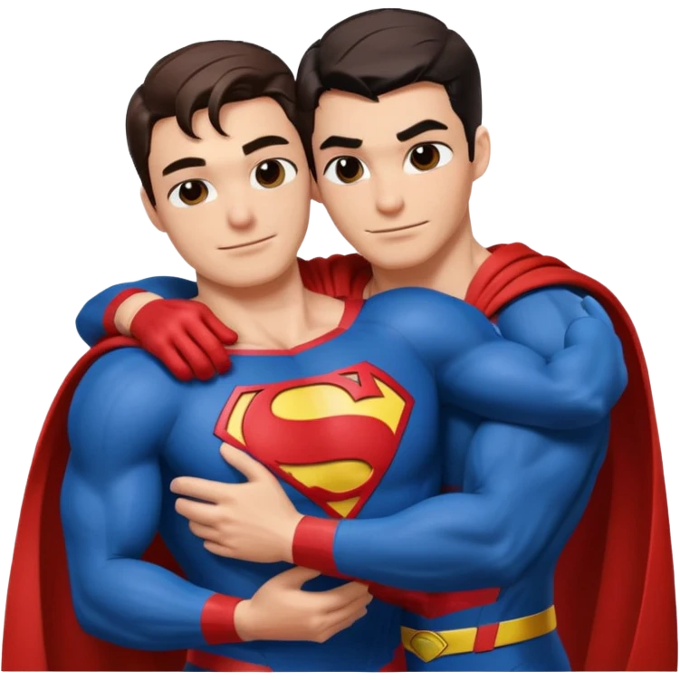 Spider-Man hugging Superman  emoji