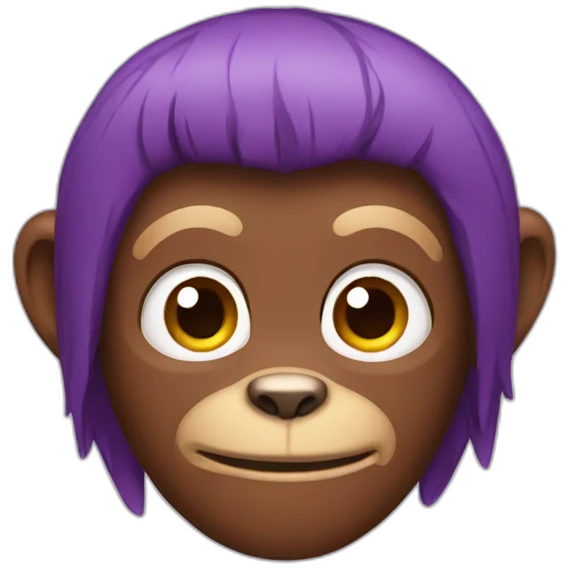 Brown monkey with purple hair emoji