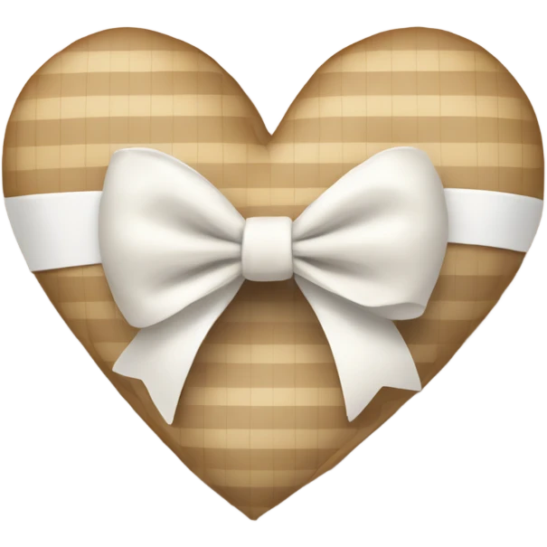 gingham beige heart with white bow emoji