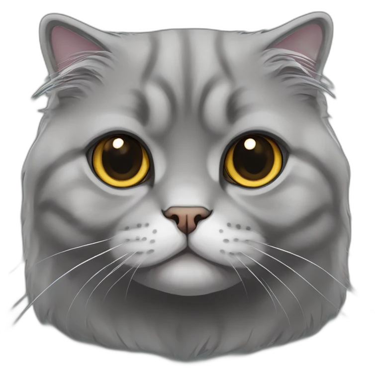 all darkgrey Scottish Fold Cat long hair broken ear emoji