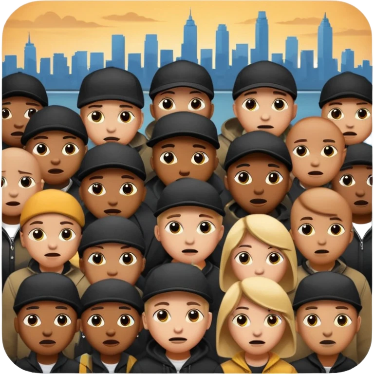 make a French urban rap emoji pack mixing city elements, emotional tension, dim street lighting and expressive faces to reflect lyrical depth emoji