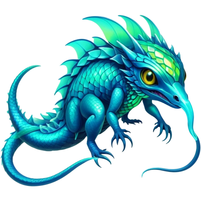 Exotic futuristic bioluminescent translucent transparent lush warm-colored neon-glowing iridescent Fakémon-Fionbri-Vernid-creature emoji