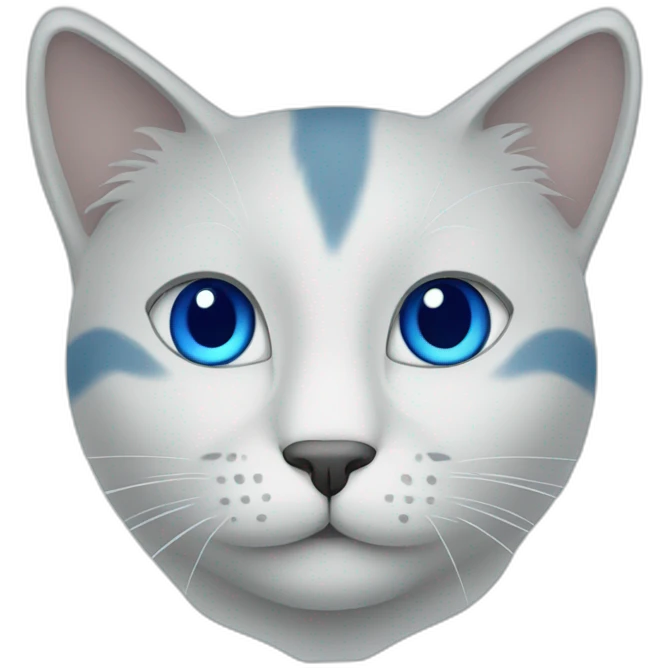 Blue simplistic sketch of a cute cat face emoji