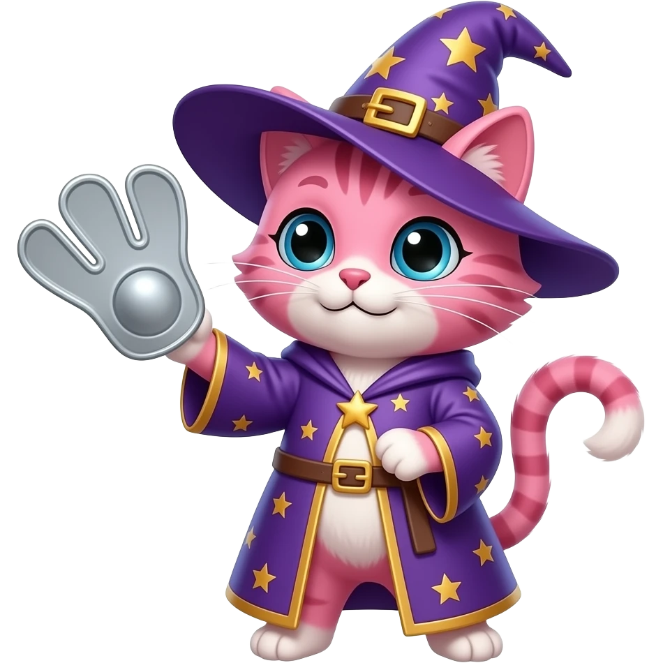 pink cat wizard hitting with a flipper emoji