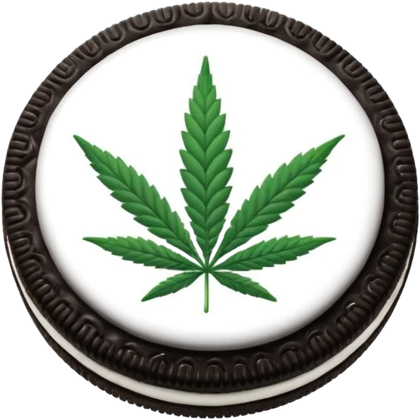 black and white oreo cookies with cannabis leaf emoji