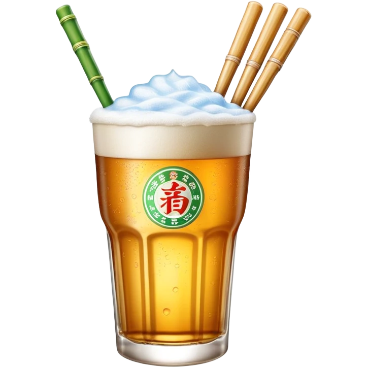 Tsingtao beer with chopsticks emoji