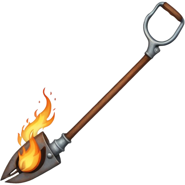 a three pronged pitchfork and a torch emoji