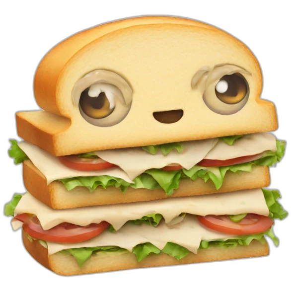 Sandwich with eyes and hands emoji