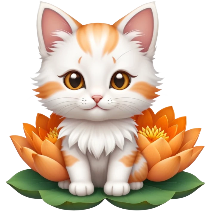 Kitten sitting on lotus flower emoji