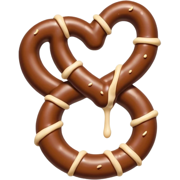 Chocolate dipped pretzel with drizzle of fancy white chocolate  emoji