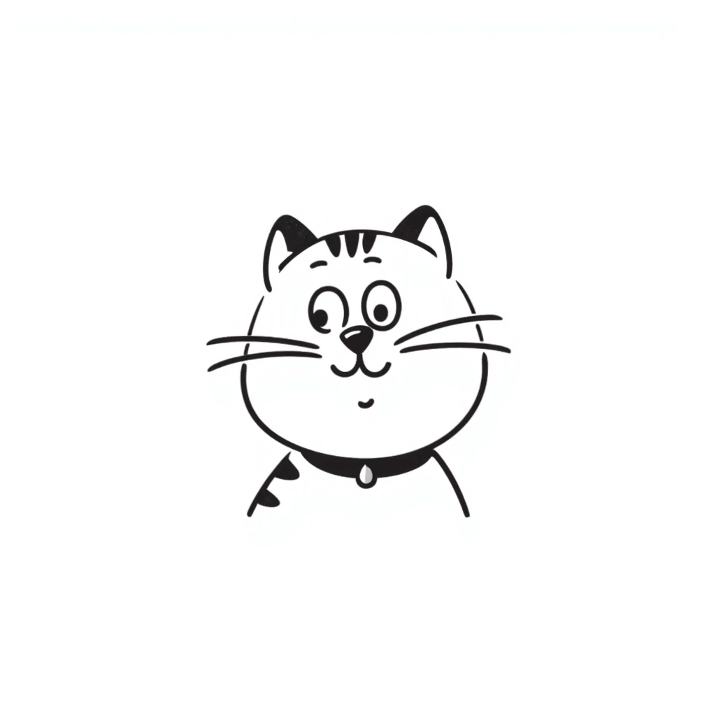 hand-drawn doodle of a smiling cat emoji