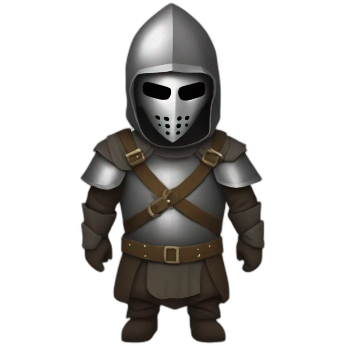 medieval evil saboteur wearing mask, full torso, looking sideways emoji