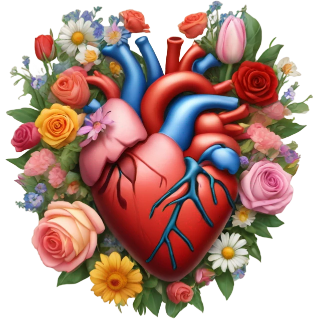Anatomical hart with flowers emoji