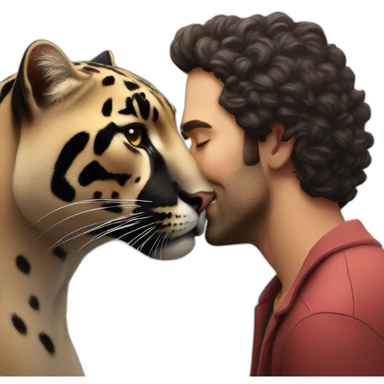 panther kissing a man emoji