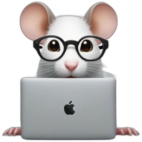 A rat with glasses and a macbook emoji