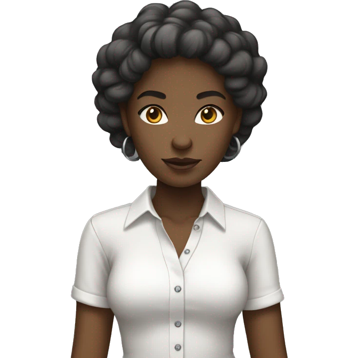 Black girl weaing grey skirt and white shirt emoji