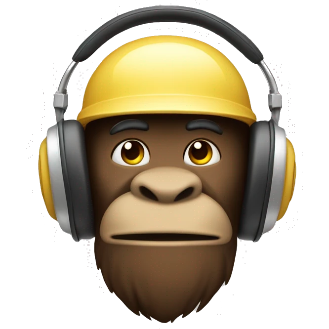 Singe qui fume avec un casque Apple sur la tête  emoji