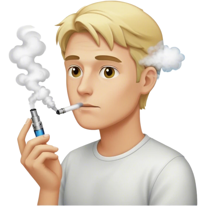 Blonde man vaping emoji