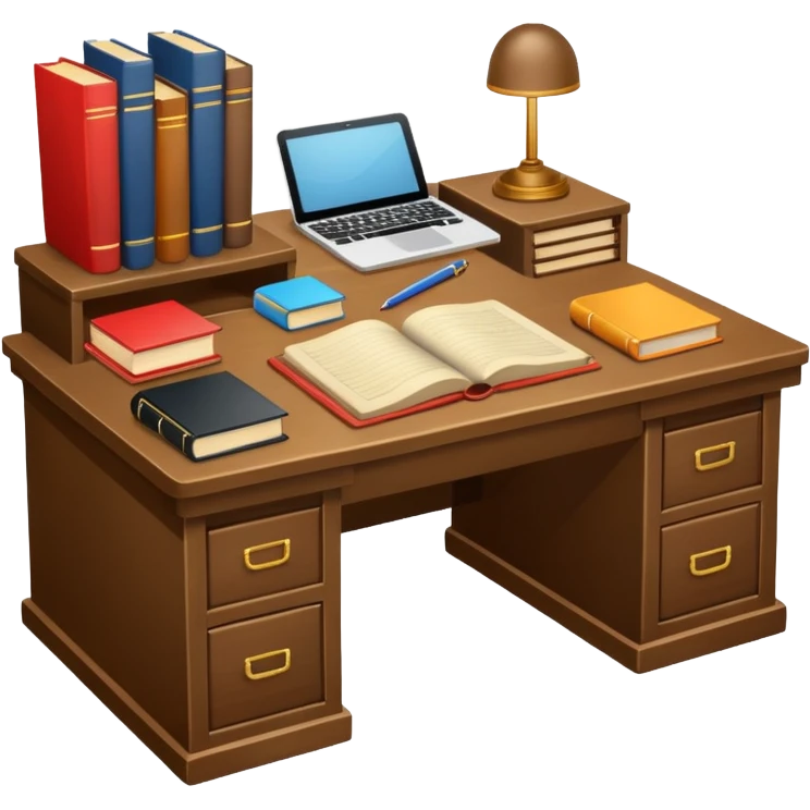 Make a.study table emoji with shelves. emoji